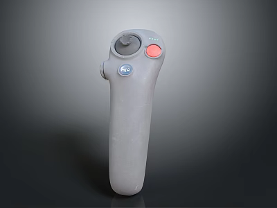Gray Computer Gaming Controller With Red Button And Blue Logo Design 3d model