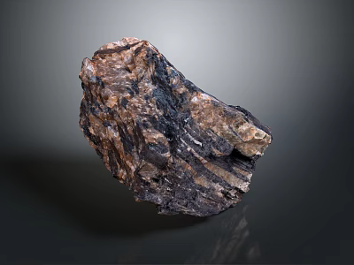 Natural Stone Wood Piece Featuring Intricate Texture and Brown Black Color Tones 3d model