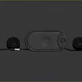Black Portable Audio Device With External Speakers And USB Cable Connection 3d model