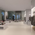 Modern Clothing Store Window Display With Mannequins Clothing Racks And Bright Lighting