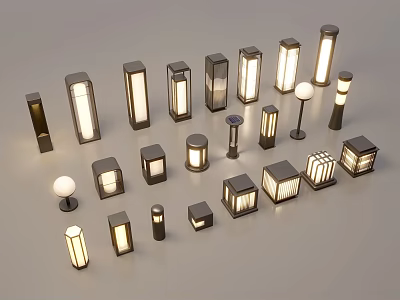 Modern Chinese Landscape Lamp Lawn Lamp Garden Lamp Outdoor Lamp Combination 3d model