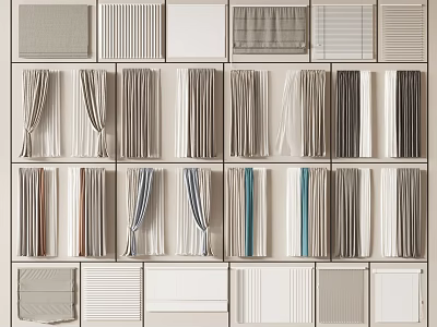 Roman Blinds Various Styles And Fabric Textures For Home Window Decor 3d model
