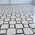 Black And White Geometric Marble Floor With Hexagonal Tile Pattern Interior Design 3d model