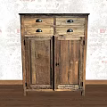 Vintage Wooden Console Cabinet With Drawers And Doors In Entryway Setting