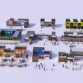 Colorful Container Buildings Form Commercial Complex With Open Public Space Shops And People