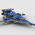 Blue Building Blocks Spaceship Construction Toy Model With Detailed Wings Cockpit And Intricate Parts