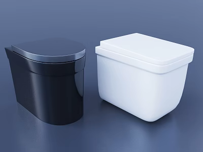 Modern Black And White Toilet Designs With Sleek Square Lid And Contemporary Style 3d model