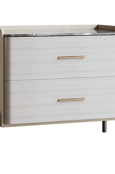 Modern Entryway Console Cabinet with Light Wood Grain Drawers Golden Handles and Black Metal Legs 3d model