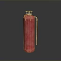 Red Textured Glass Bottle With Metallic Handle And Shiny Surface Design