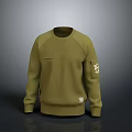 Olive Green Crew Neck Sweatshirt With Front Pocket And Sleeve Logo Detail