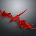 Red Dragon Sculpture With Intricate Carving Detailed Wings And Mythical Design