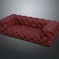 Elegant Red Tufted Sectional Sofa With Soft Fabric And Classic Design Features