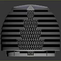 Modern Dome Shaped Building With Metallic Striped Exterior And Geometric Lattice Pattern