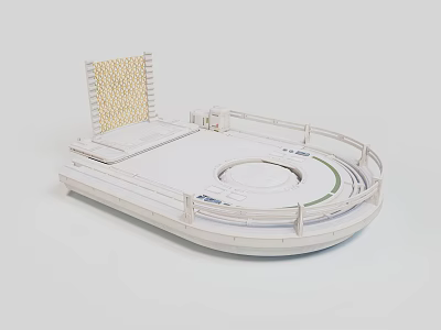 Miniature Circular Platform Model With Railing Woven Structure And Rotating Section 3d model
