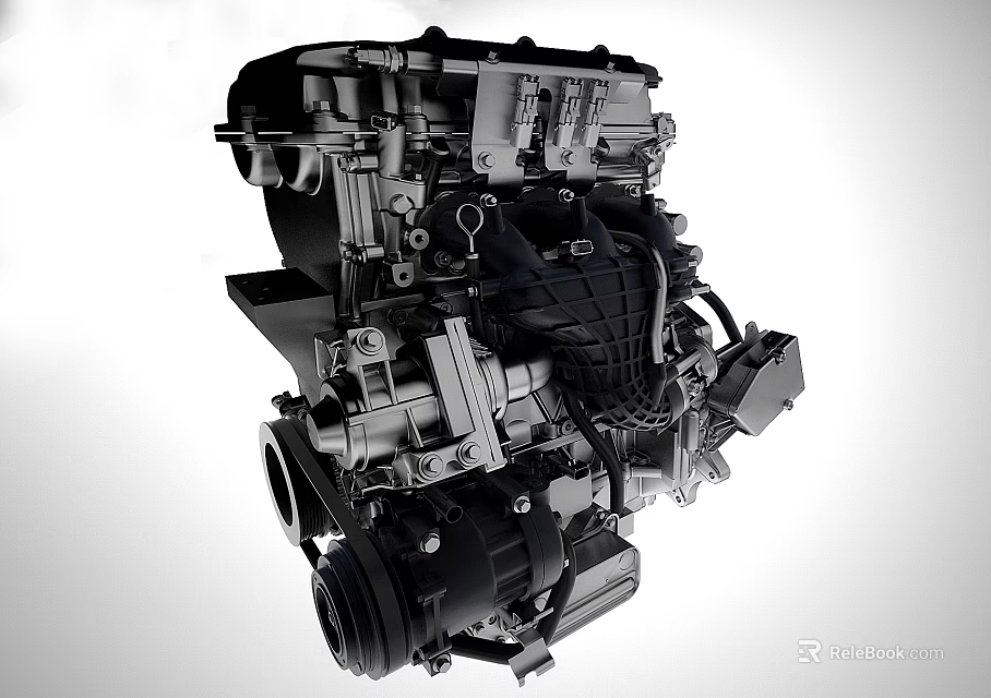 Automotive Engine Detailed Mechanical Structure With Metal Components And Parts 3d model 