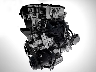 Automotive Engine Detailed Mechanical Structure With Metal Components And Parts 3d model