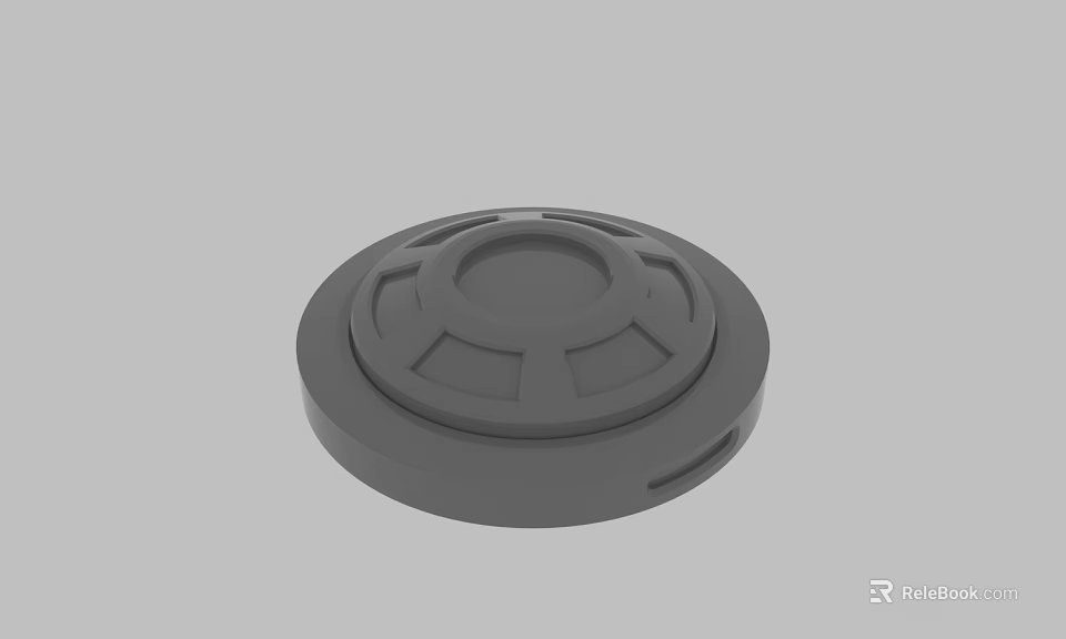 Gray Circular Mechanical Component With Intricate Groove And Central Hole Design 3d model 