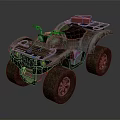 Rugged Off Road Terrain Suitable For Camouflage ATV With Large Tires And Red Storage Box
