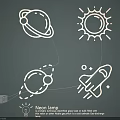 Neon Lamp Set With Planet Sun Rocket Designs For Kids Room Decor