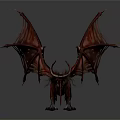 Red Fantasy Dragon 3D Sculpture With Winged Horned Clawed Detailed Texture