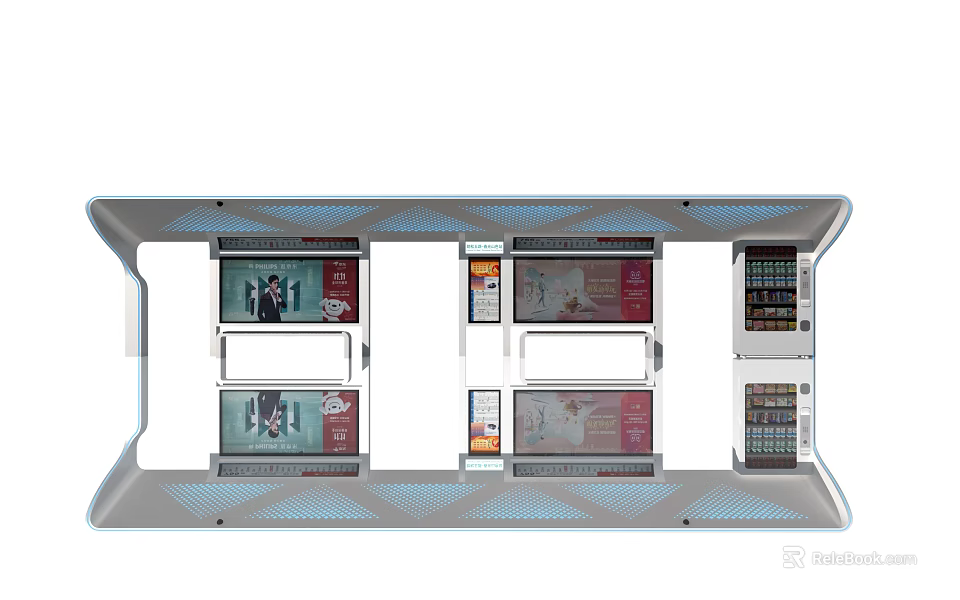 Modern Public Information Station With Multiple Advertisement Screens And Display Panels 3d model 
