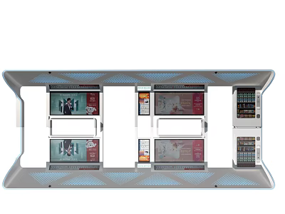Modern Public Information Station With Multiple Advertisement Screens And Display Panels 3d model