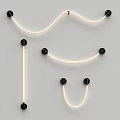 Modern Minimalist Wall Lamp With Curved White Lines And Black Base For Interior Decoration