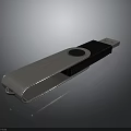 Sleek Metallic USB Flash Drive With Silver Black Exterior And Keyhole Feature