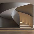 Modern Spiral Staircase Interior Design With Curved Steps And Illuminated Lighting
