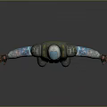 3D Tactical Character With Green Vest Blue Arm Guards Camouflage Pants Knee Pads Gray Background