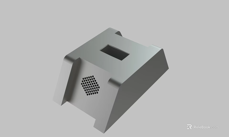 Gray 3D Model Device With Square Opening And Honeycomb Pattern Holes 3d model 