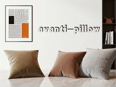 Avanti Pillow Decorative Velvet Brown Beige Gray Throw Pillows For Modern Interior 3d model