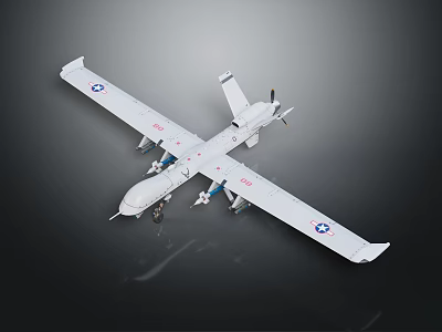 Advanced Long Range Unmanned Aerial Vehicle With Fixed Wings And Surveillance Payloads 3d model