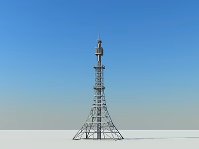 Industrial Equipment Tall Metal Communication Tower With Complex Steel Framework And Blue Sky 3d model