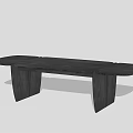 Modern Dark Wood Dining Table With Unique Leg Structure And Minimalist Design 3d model