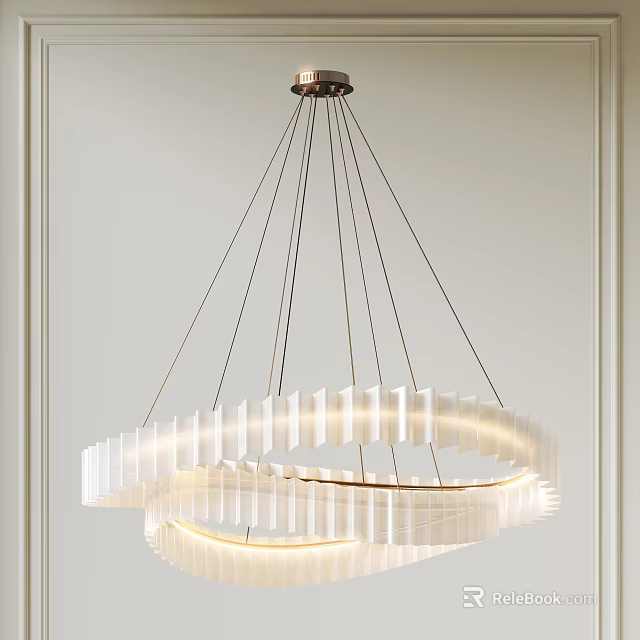 Modern Multi Tiered Circular Chandelier With White Shade And Metallic Frame For Interior Space 3d model 