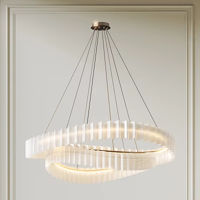 Modern Multi Tiered Circular Chandelier With White Shade And Metallic Frame For Interior Space 3d model