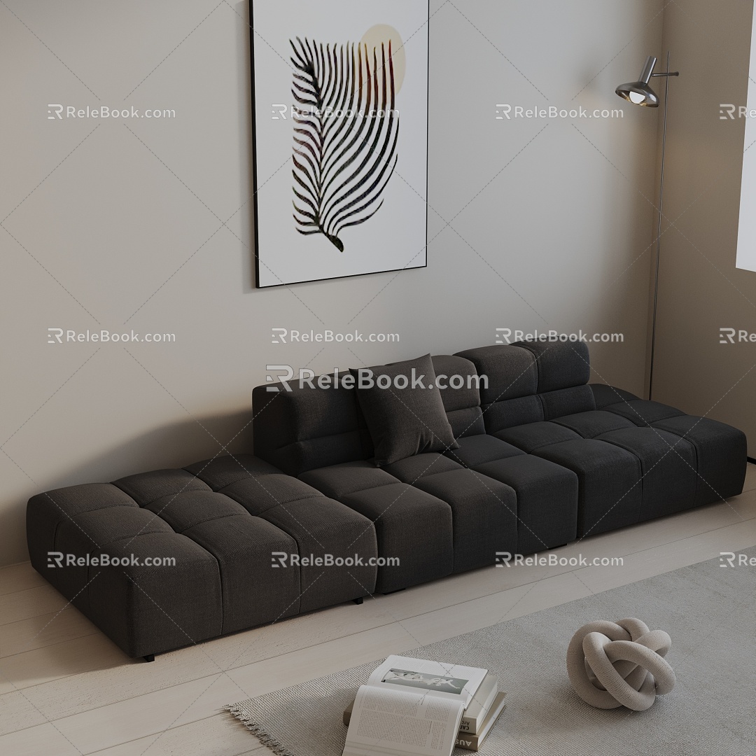 Three-seat sofa 3d model