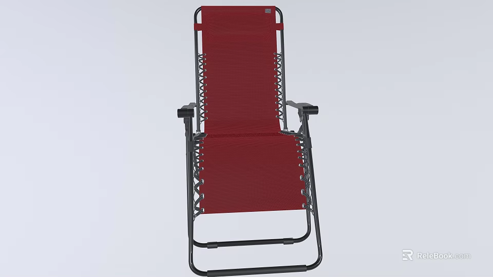 Red Folding Outdoor Chair With Metal Frame For Camping And Patio Use 3d model 