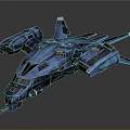 Blue Sci-Fi Spaceship Model With Detailed Design Wing Structures And Engine Components 3d model