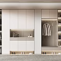 Modern Shoe Cabinet Design With LED Lighting Multiple Storage Compartments And Hanging Area 3d model