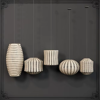 Modern chandelier bamboo chandelier reading lamp art chandelier 3d model