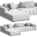 Modern L Shaped Sofa Set With Ottoman And Multiple Color Options 3d model
