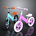 Colorful Kids Bicycles With Blue Pink Frames Orange White Seats And Handlebars