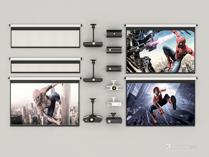 Efficient Projection Monitoring System with Clear Screens and Home Security Devices 3d model 