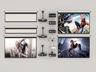 Efficient Projection Monitoring System with Clear Screens and Home Security Devices 3d model