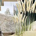 MOCO Window Display Featuring Elegant Dress With Decorative Plants And Green Backdrop