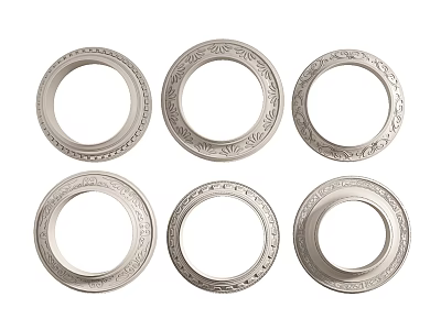Ornate Silver Ceiling Medallions With Intricate Patterns For Lighting Fixtures 3d model