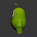 Cute Green 3D Game And Movie Character With Antennae White Face Black Eyes