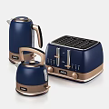 Modern White And Brown Kitchen Appliances Featuring Toaster And Kettles